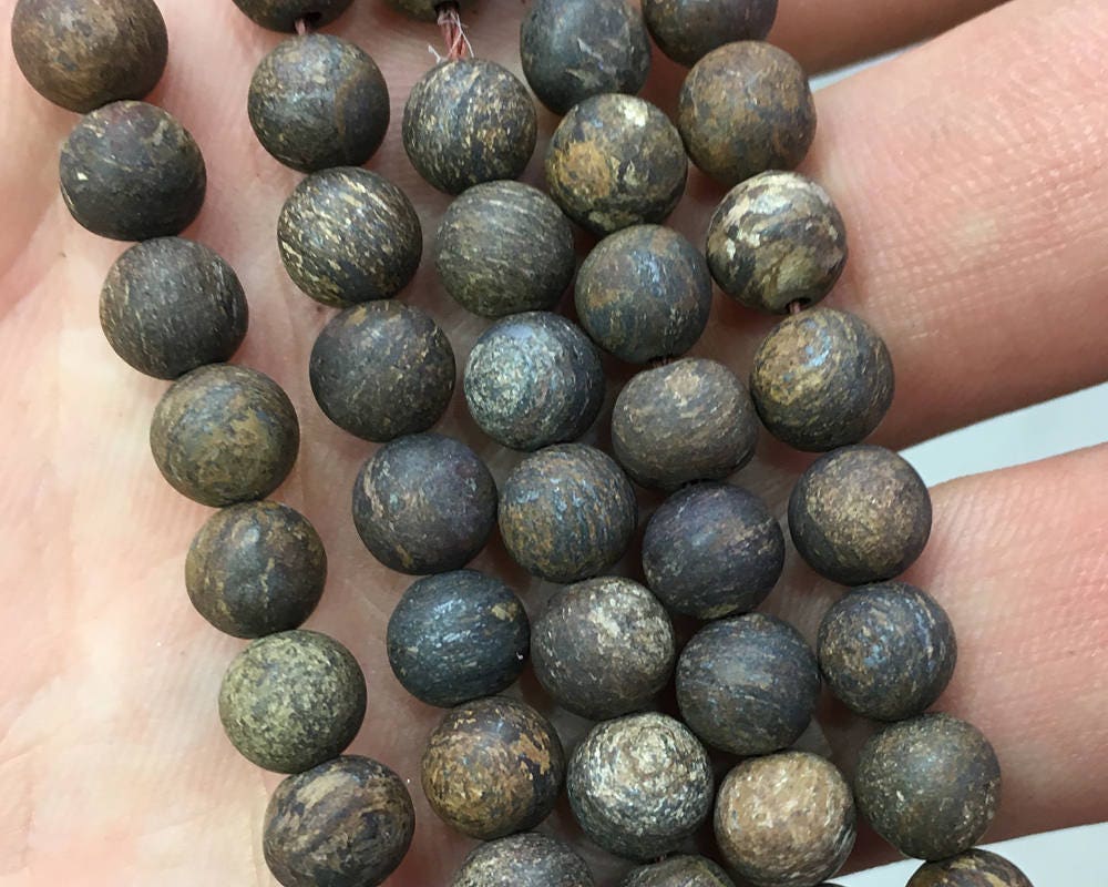 Bronzit matte perler 4 mm 6 mm 8 mm 10 mm 12 mm 15''