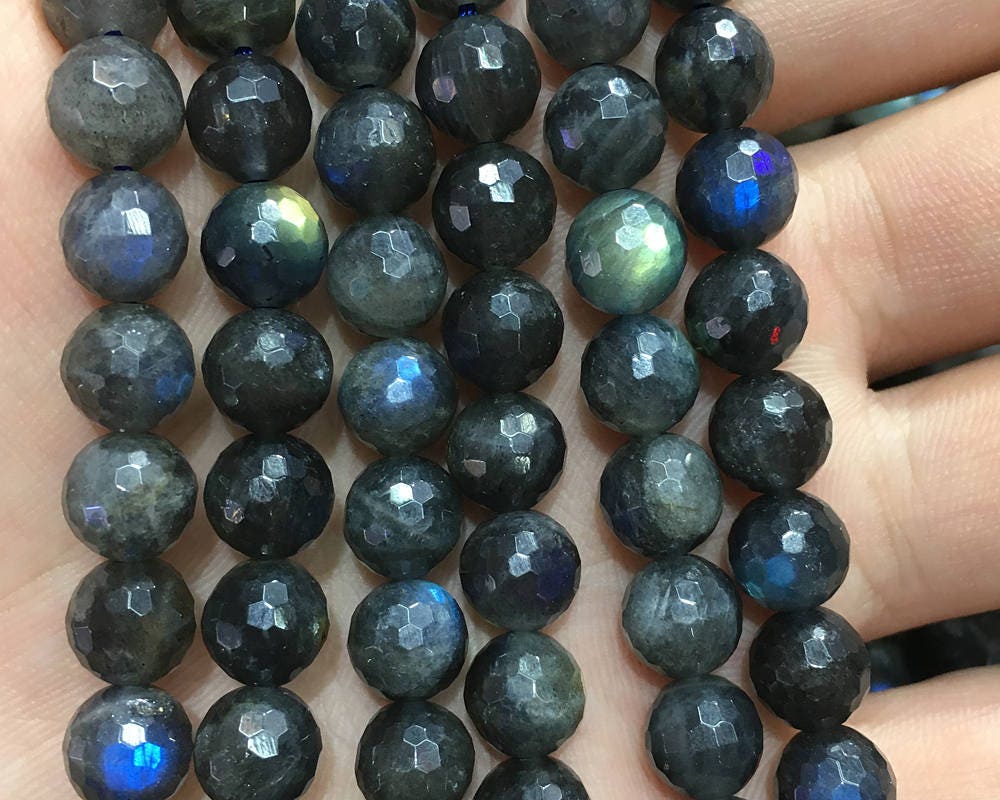 Dark Labradorite Faceted Beads 6mm 8mm 10mm 15''