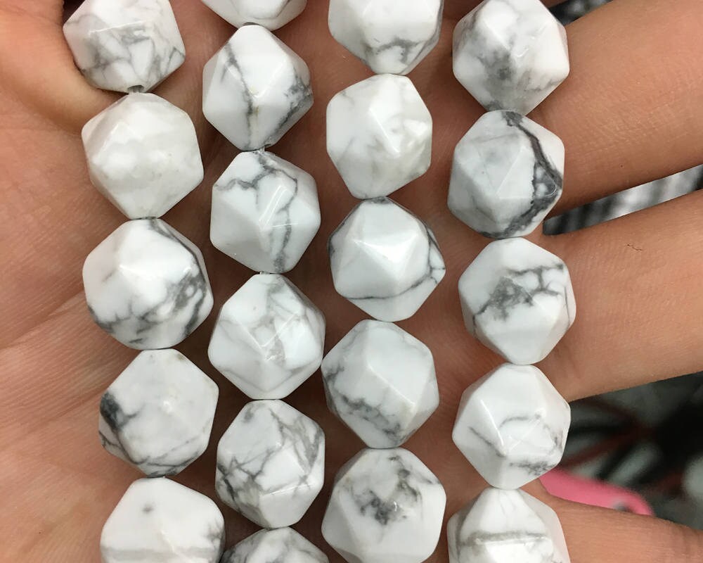 Howlite Nugget Faceted Beads 6mm 8mm 10mm 15''