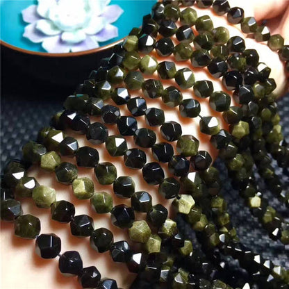Gold Obsidian Nugget Faceted Beads 6mm 8mm 10mm 15''