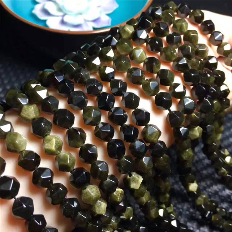 Gold Obsidian Nugget Faceted Beads 6mm 8mm 10mm 15''
