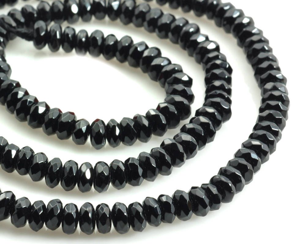 Onyx Rondelle facetterede perler Naturlige ædelstensperler 2x4 mm, 3x5 mm, 4x6 mm, 5x8 mm, 6x10 mm