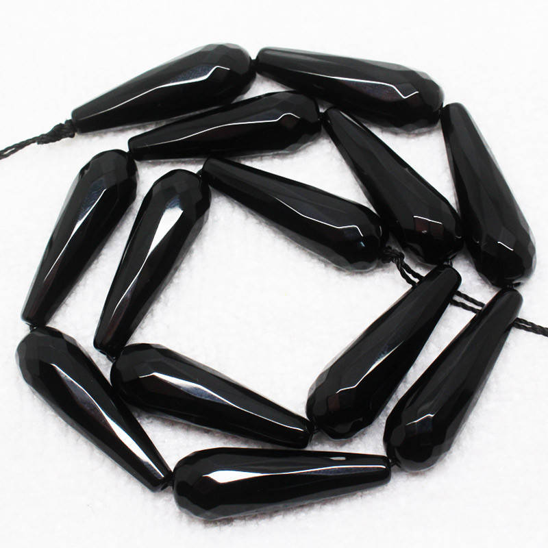Black Onyx Teardrop Faceted Beads Natural Gemstone Beads 6x9mm 8x12mm, 8x25mm 10x30mm