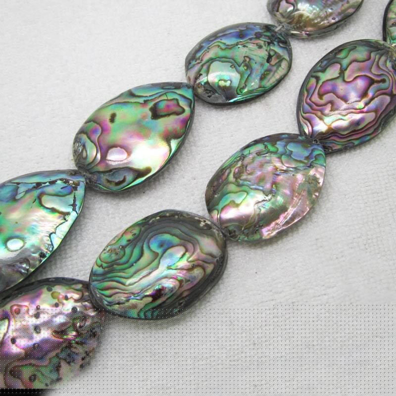 Grosses perles ovales en coquillage d'ormeau 20 x 30 mm, 40 x 52 mm, 5 pièces