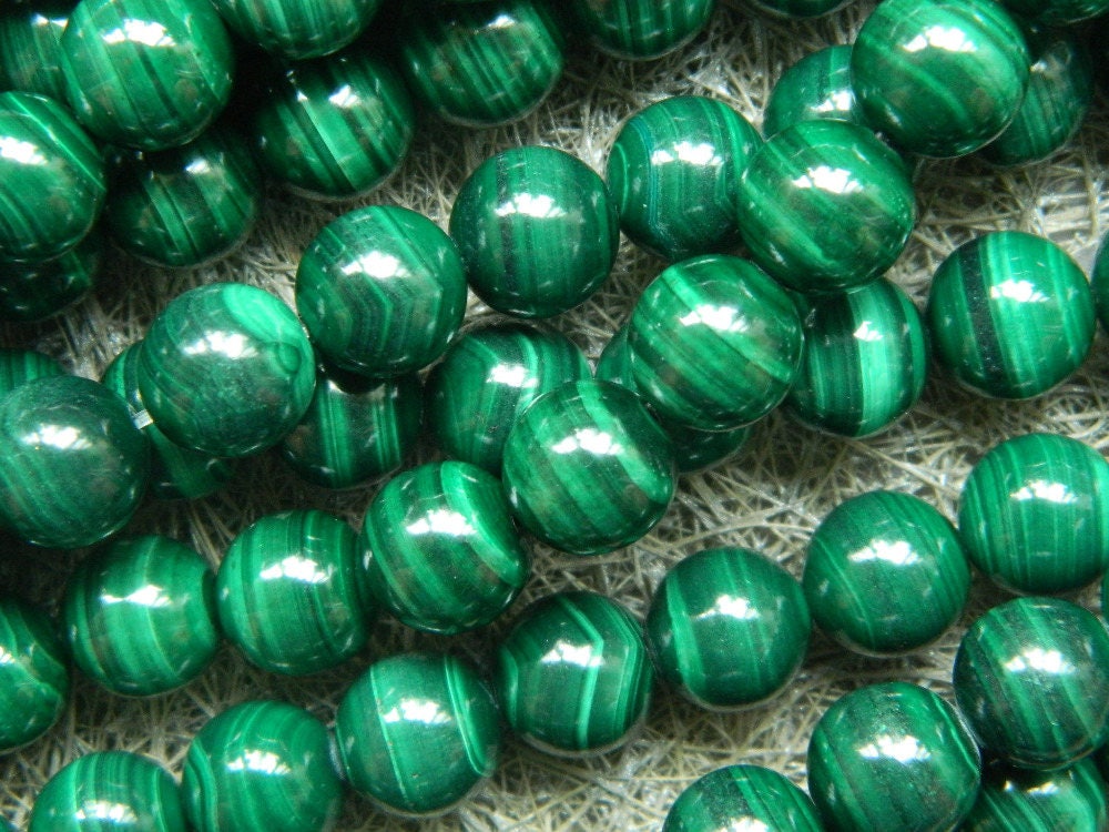 Perles en pierre véritable malachite vert foncé A+ 4 mm, 6 mm, 8 mm, 10 mm, 12 mm, 15 pouces