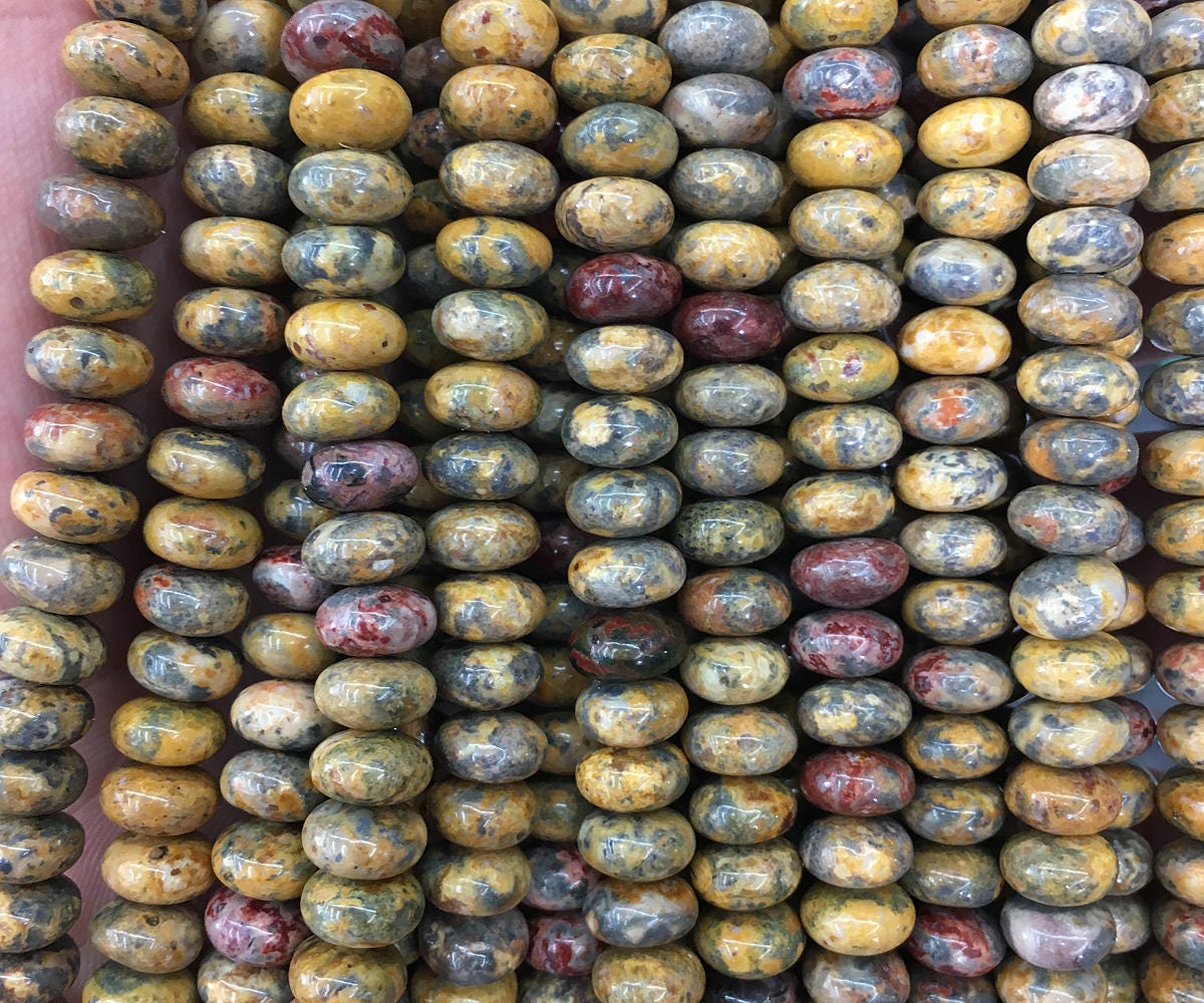Yellow Leopard Jasper Rondelle Beads 4x6mm15''