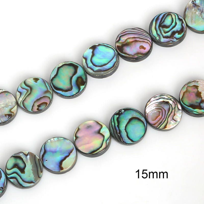 Abalone Shell Beads Flat Coin Beads 6mm 8mm 10mm 12mm 14mm 16mm 15''