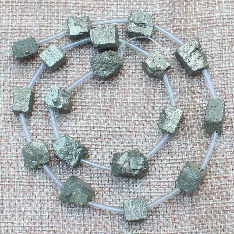 Pyrite Cube Nugget Beads 8-13mm 18pcs