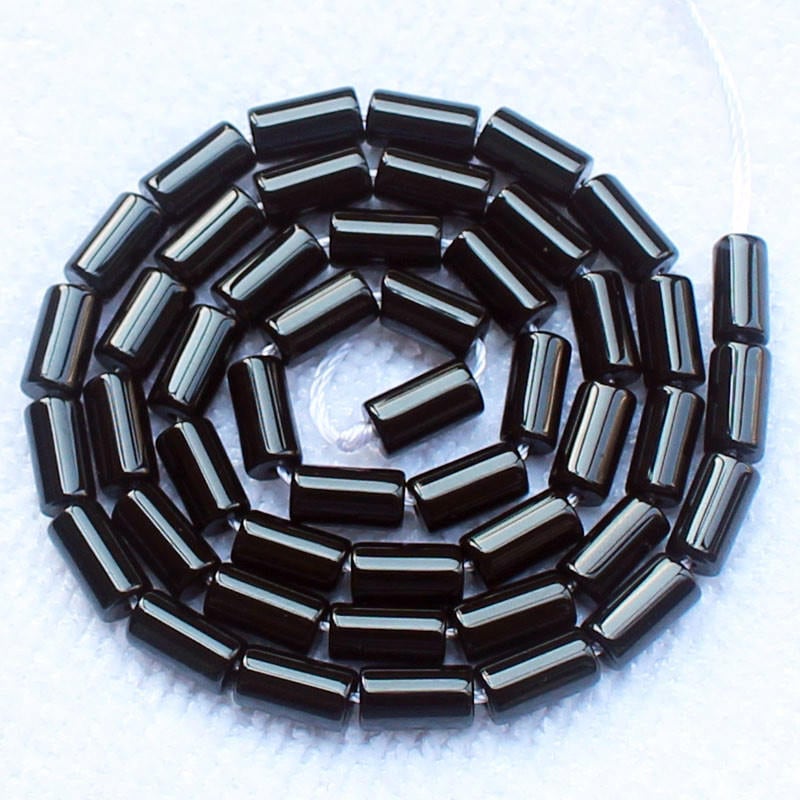 Black Onyx Tube Beads 4x8mm 4x13mm 6x16mm 15''