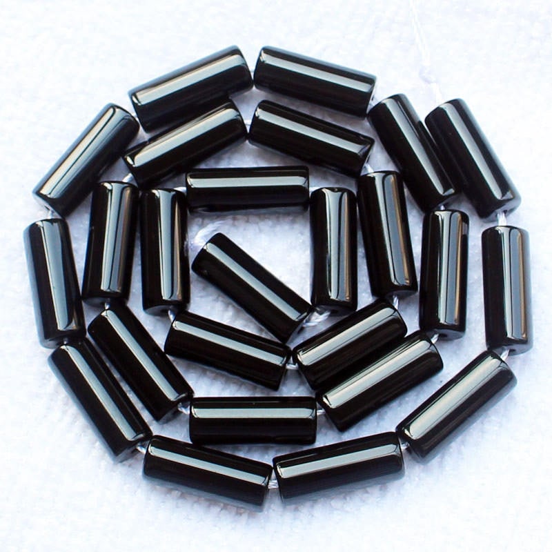 Perles en tube d'onyx noir 4x8mm 4x13mm 6x16mm 15''
