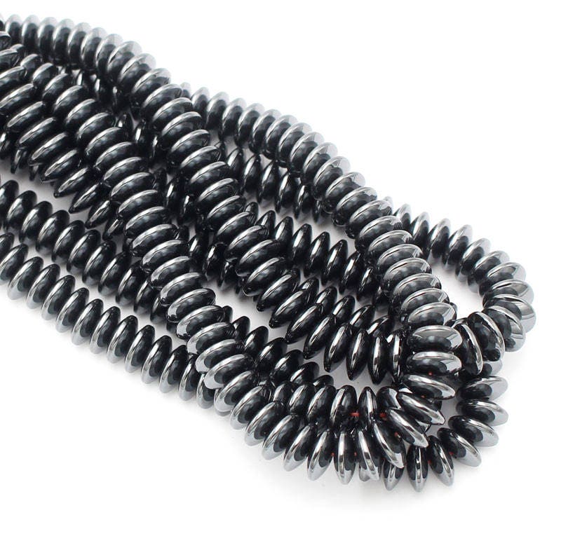 Hæmatit, naturlig ædelsten, Rondellesten til smykkefremstilling, 2x4mm 3x6mm 3x8mm 15''