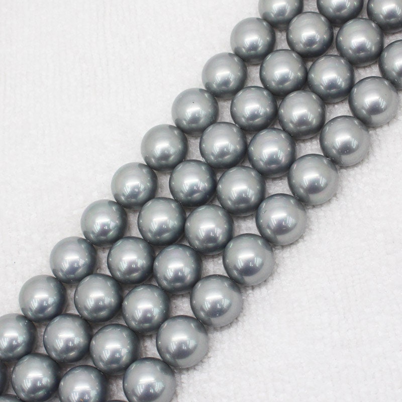 Gray Shell Pearl Beads 6mm 8mm 10mm 12mm 14mm 15''