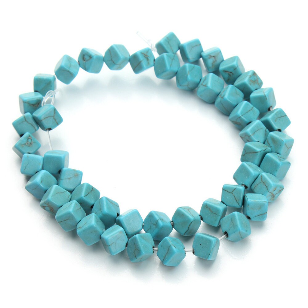 6 mm Howlite turkis firkantede perler 15''