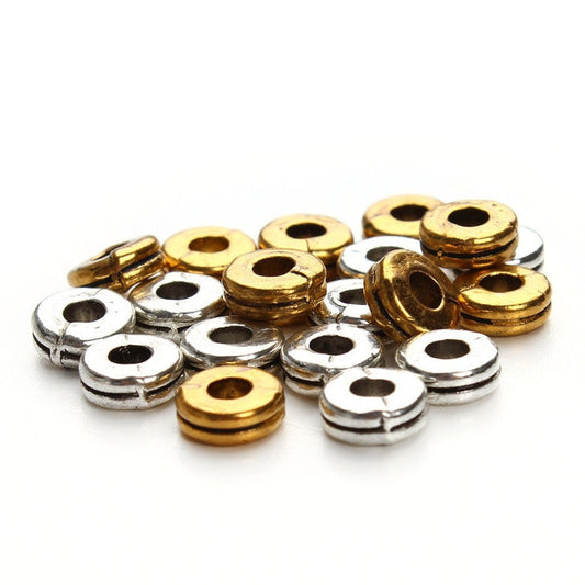 Silver Gold Color Tiny Spacers Alloy Beads 6mm 50pcs