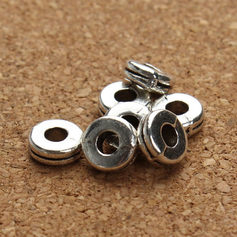 Perles intercalaires en alliage couleur argent et or, 6 mm, 50 pièces