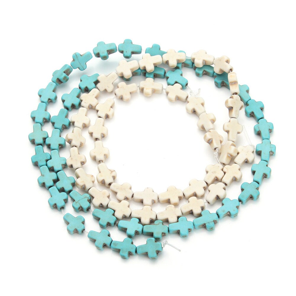 Howlit turkis kors perler 8x10 mm 12x16 mm 15''