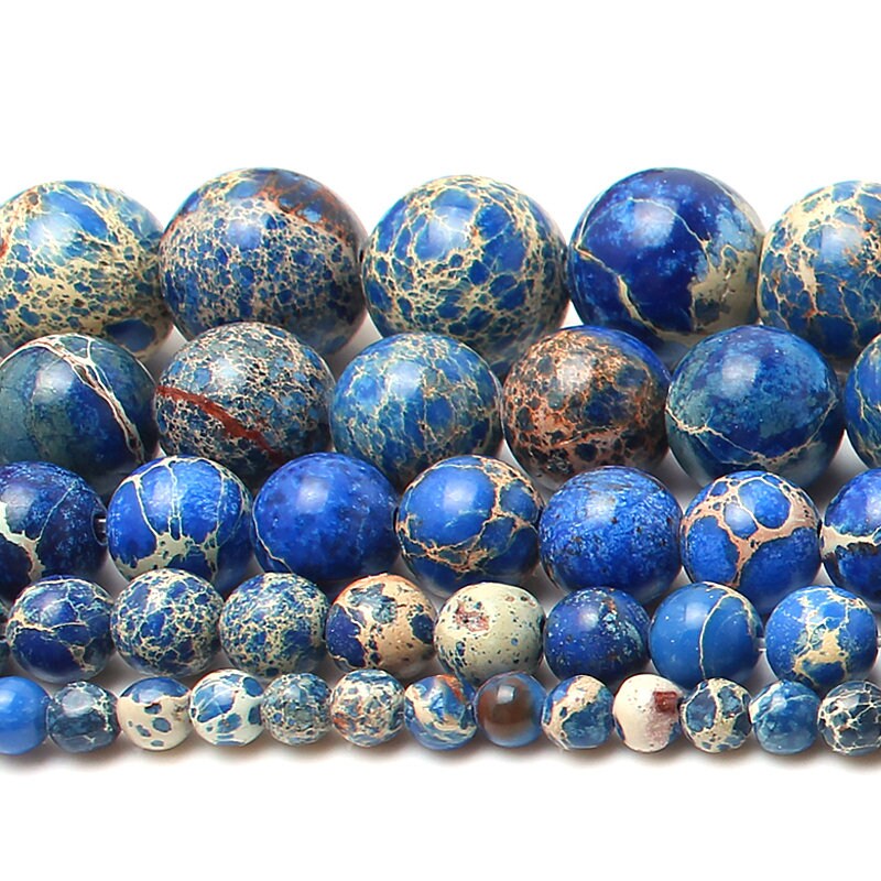 Blue Sea Sediment Imperial Jasper Beads 4mm 6mm 8mm 10mm 15''