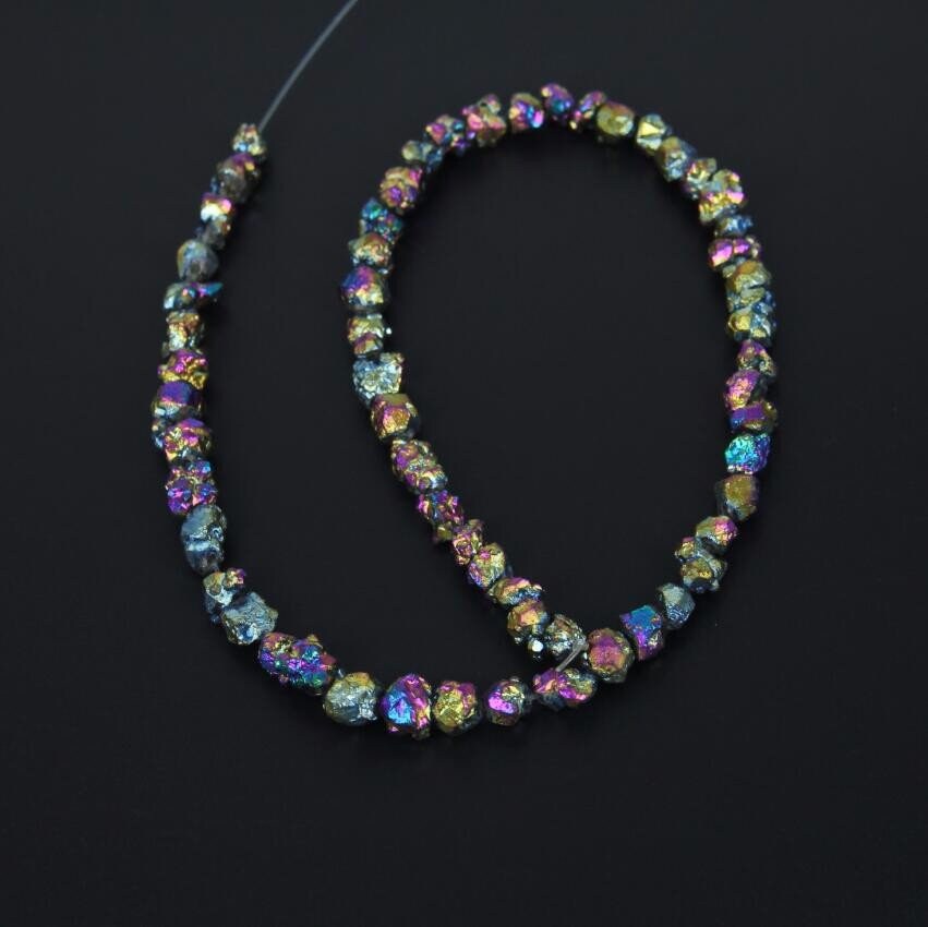Tiny Mystic Titanium Rainbow Quartz Chips , Rough Rock Stones Råkrystaller Nugget Stone 4-8mm 15''