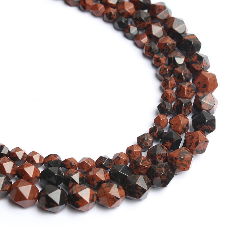 Brun obsidian facetteret, naturlig ædelsten, nugget sten, 6mm 8mm 10mm 15''