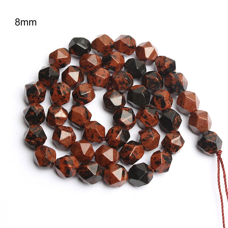 Brun obsidian facetteret, naturlig ædelsten, nugget sten, 6mm 8mm 10mm 15''