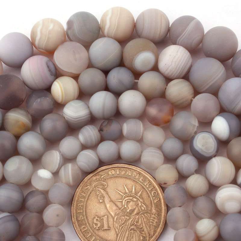 Gray Striped Agate Matte Beads 6mm 8mm 10mm 12mm 15''