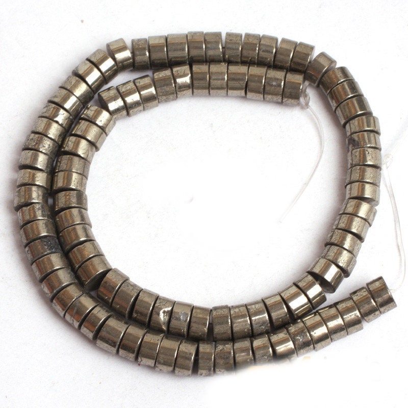 Pyrite Rondelle Beads Natural Gemstone Beads 2x3mm 3x6mm 4x8mm 5x10mm 15''