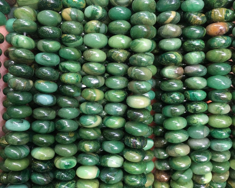 African Jade Rondelle Stone Beads 4x6mm 5x8mm 15''