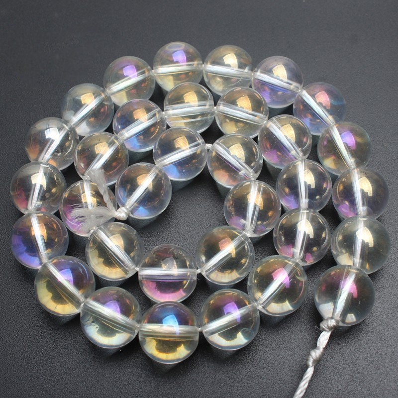 Perles de quartz en cristal arc-en-ciel 4 mm, 6 mm, 8 mm, 10 mm, 12 mm, 15 pouces