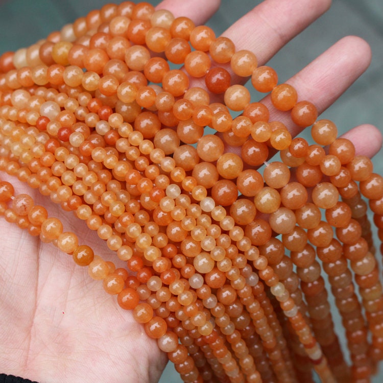 Aventurine rouge, pierre précieuse naturelle, pierre ronde 4 mm 6 mm 8 mm 10 mm 15''