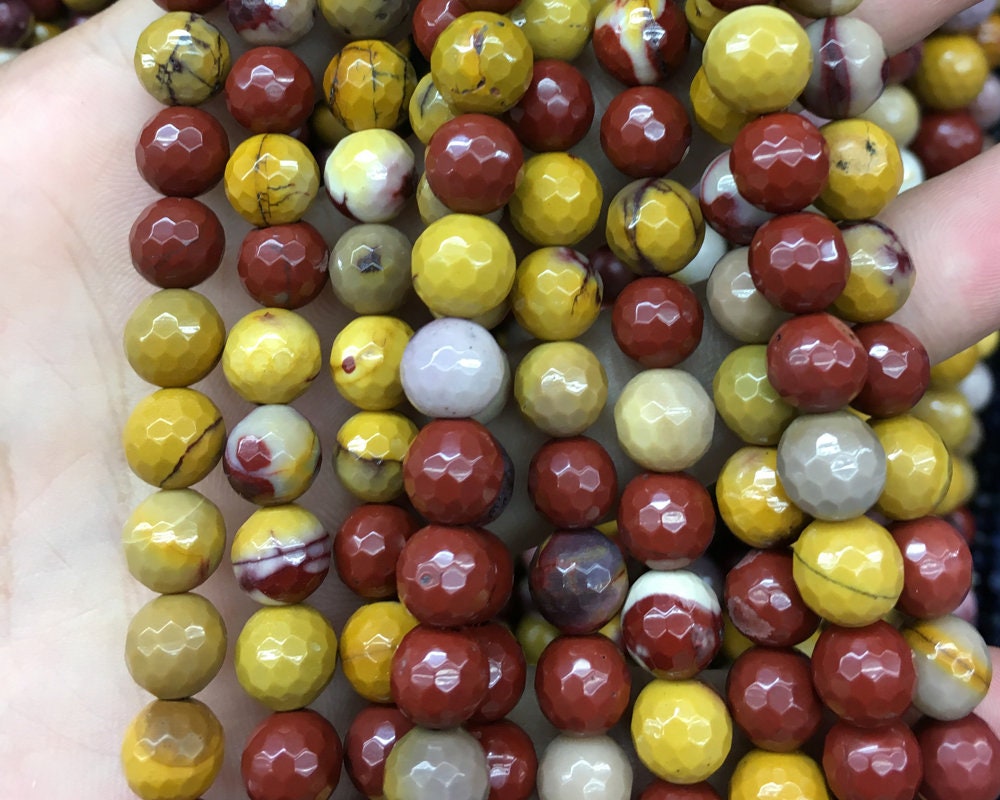 Mookaite Jaspis facetterede perler 4 mm 6 mm 8 mm 10 mm 12 mm 15''