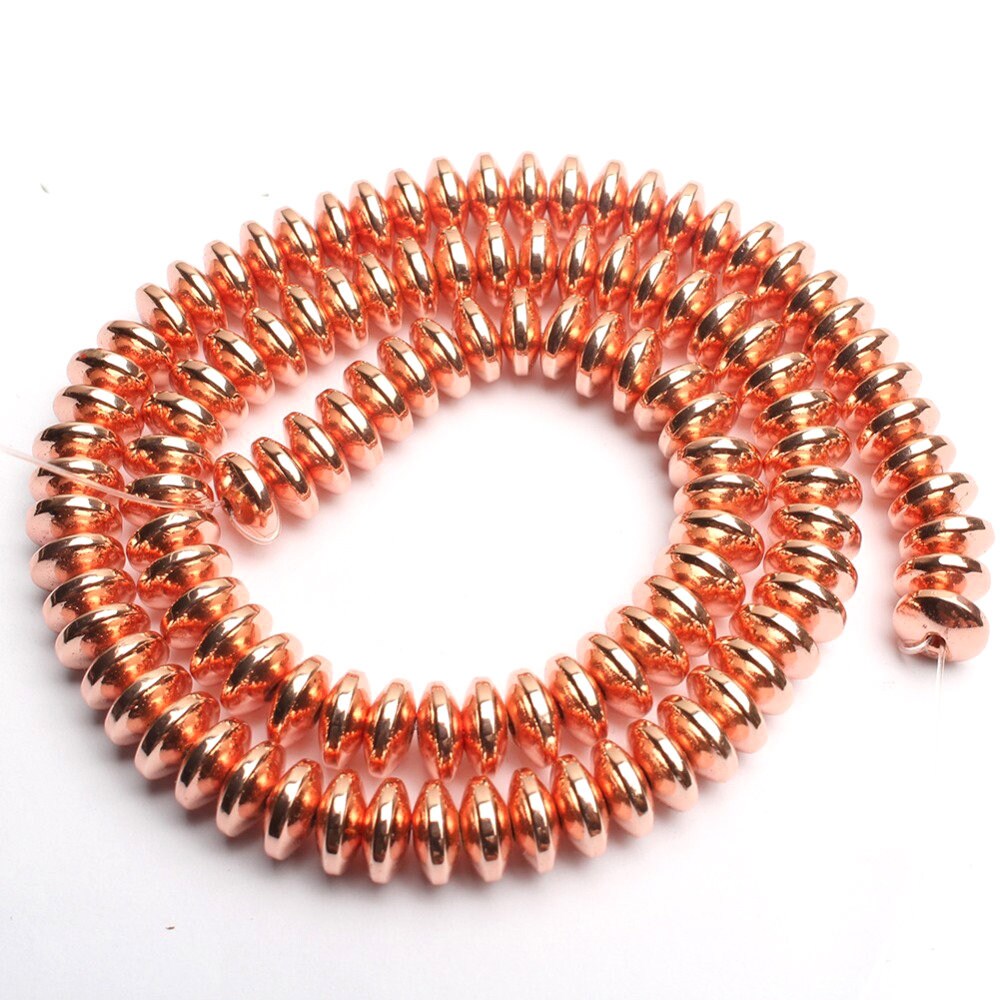 Rose guld hæmatit, naturlig ædeltone, belagt hæmatit Rondelle sten 2x4mm 3x6mm 4x8mm 15''