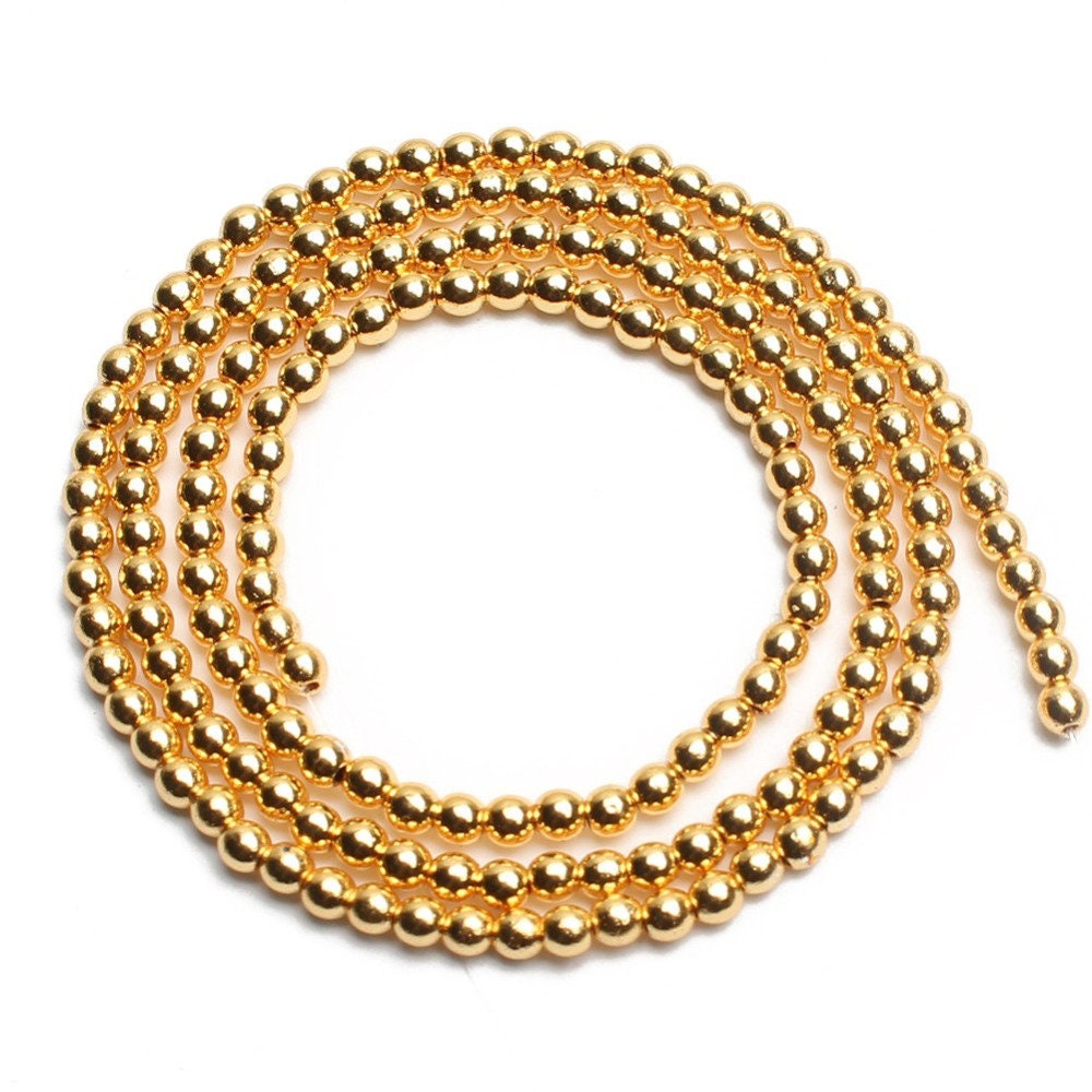 Perles d'hématite dorées 4 mm 6 mm 8 mm 10 mm 12 mm 15''