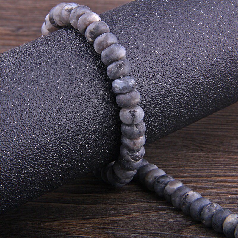 Black Labradorite Rondelle Matte Beads 4x6mm 5x8mm 15''