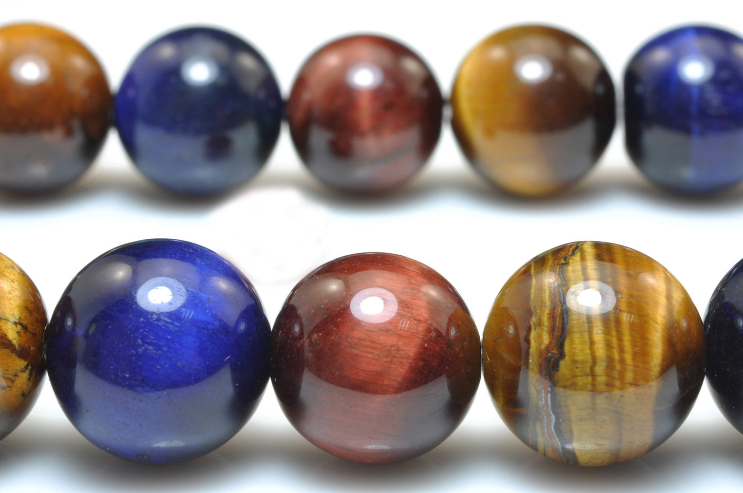 Bland farve Tiger Eye Beads Naturlige ædelstensperler 4mm 6mm 8mm 10mm 12mm 14mm 15''