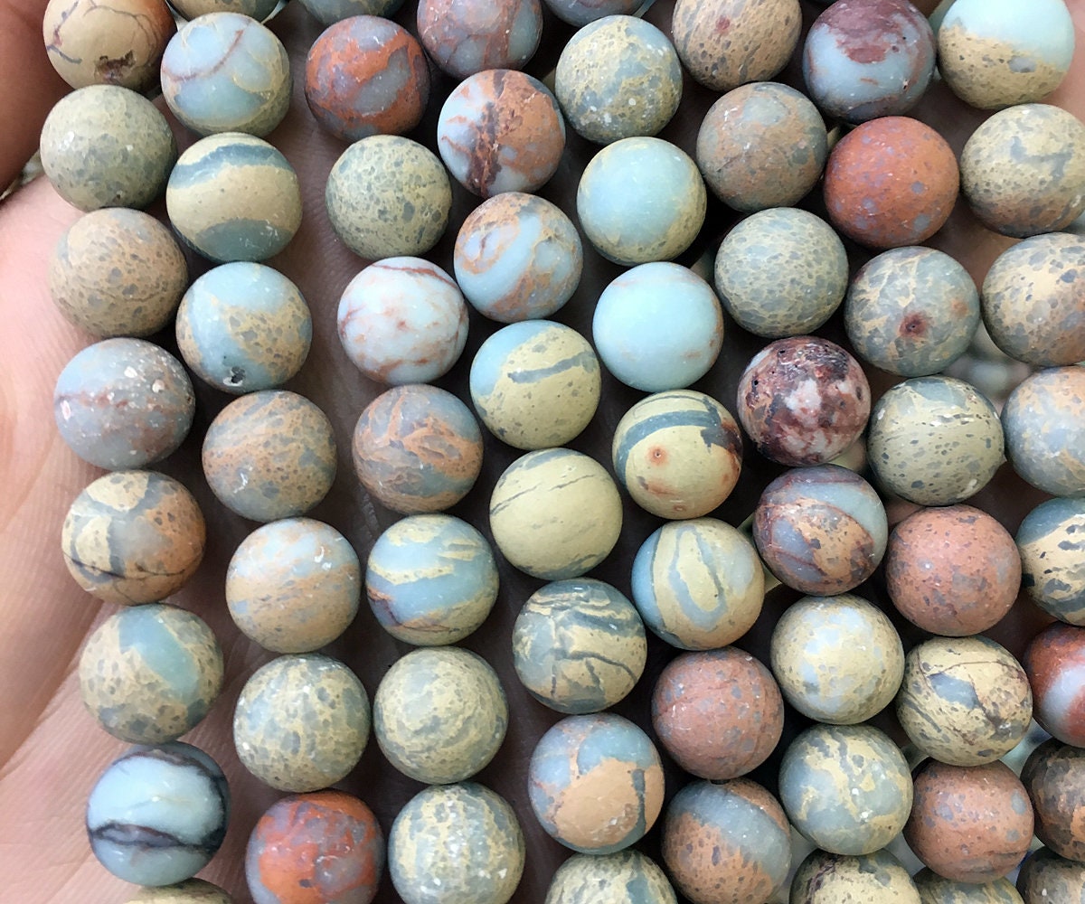 Impression Jasper Matte Beads 6mm 8mm 10mm 12mm 15''