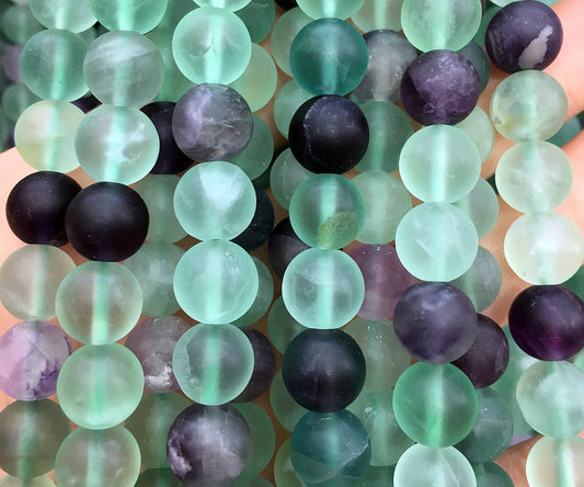 Fluorite Matte Beads Natural Frosted Stone  4mm 6mm 8mm 10mm 12mm 15''
