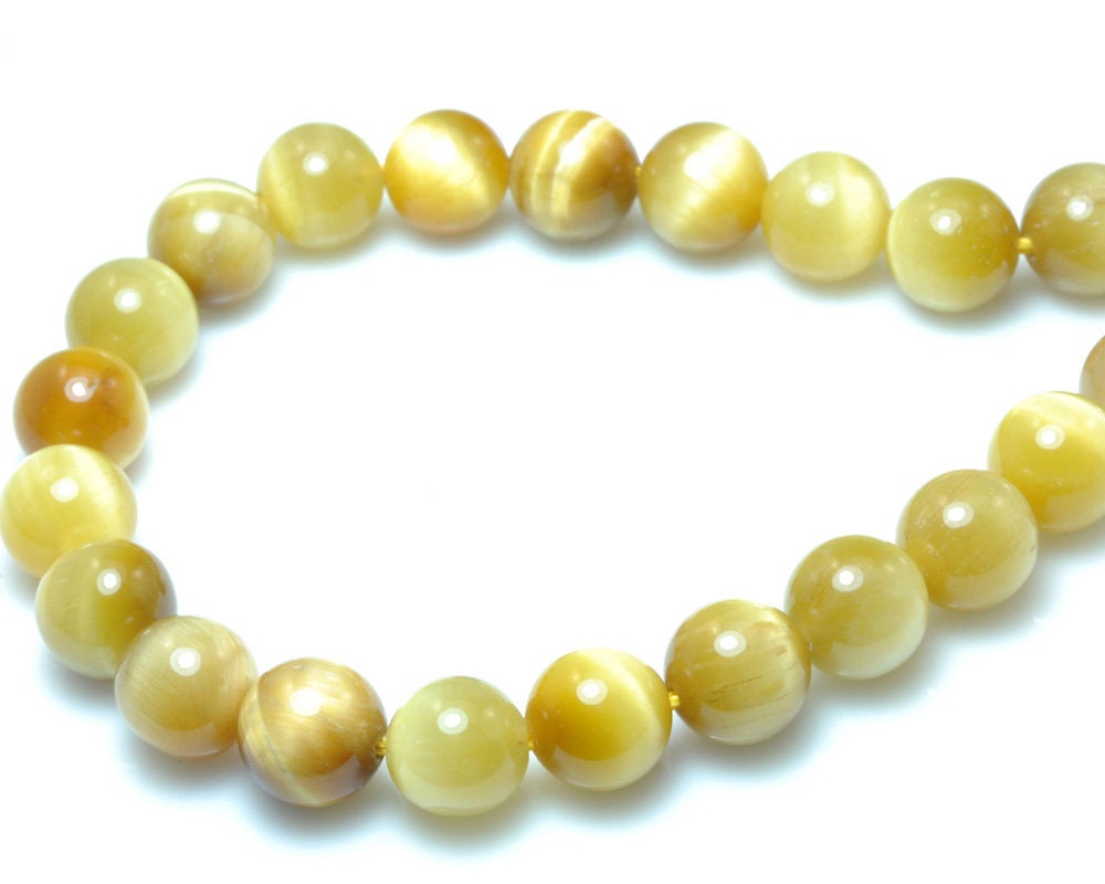 Perles en œil de tigre jaune clair, pierres précieuses naturelles, 4 mm, 6 mm, 8 mm, 10 mm, 12 mm, 14 mm, 38 cm