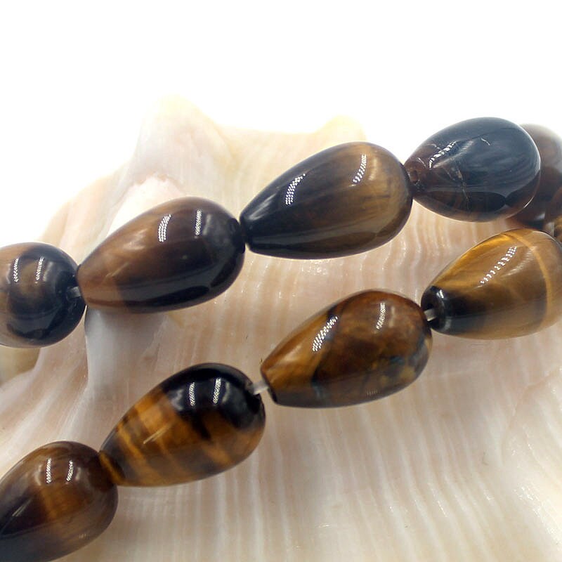 Perles en œil de tigre jaune en forme de larme, pierres précieuses naturelles, 10 x 16 mm, 12 x 26 mm, 10 x 30 mm, 38 cm