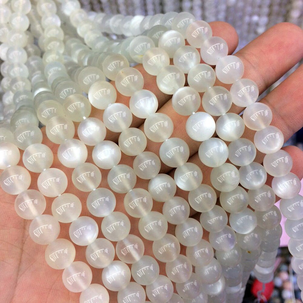 A+ White Moonstone Beads 4mm 6mm 8mm 10mm 15''