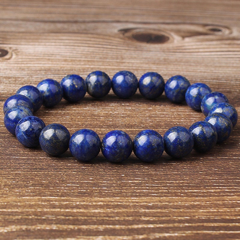 Blue Lapis Lazuli Beads Bracelet 8''