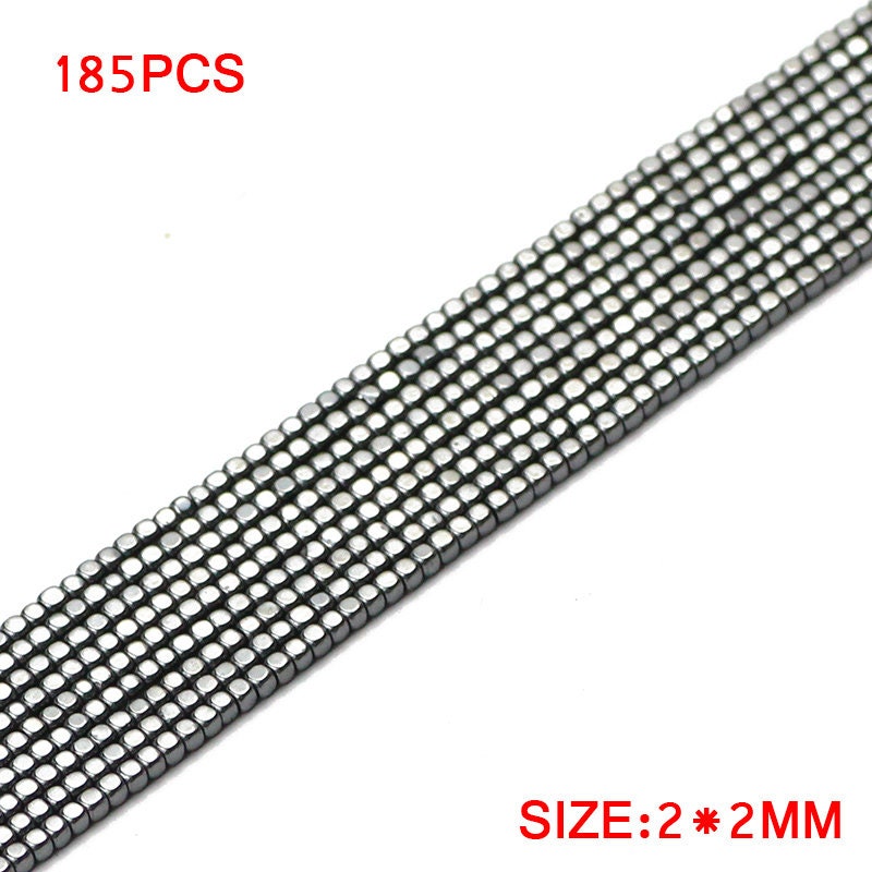 Perles cubiques en hématite 2 mm, 4 mm, 6 mm, 8 mm, 15 pouces
