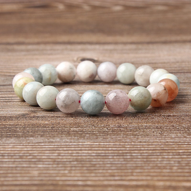 Rainbow Morganite Stone Armbånd Krystalarmbånd 4mm 6mm 8mm 10mm 12mm 8''