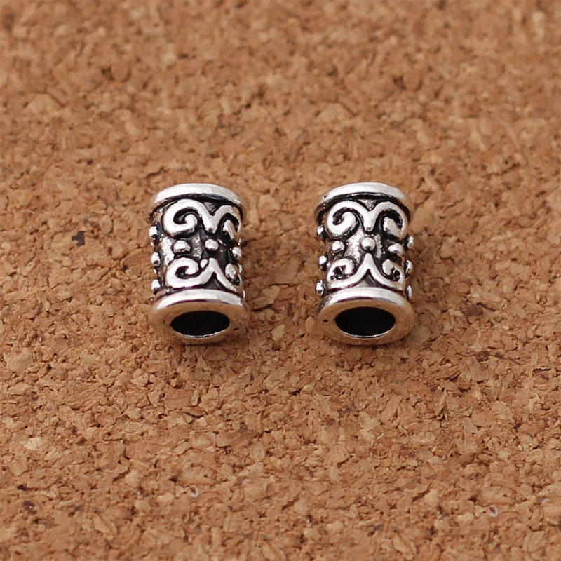 Alloy Spacer Beads Tube Carved Jewelry Findings 7x10mm 50pcs