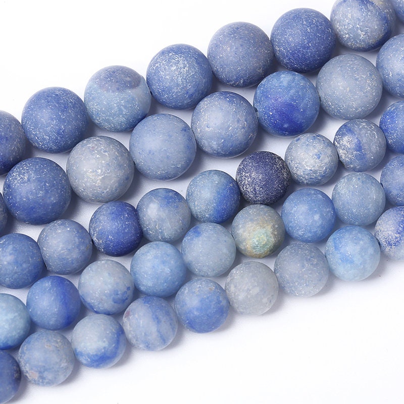Perles d'aventurine bleue mate 4 mm 6 mm 8 mm 10 mm 12 mm 15''
