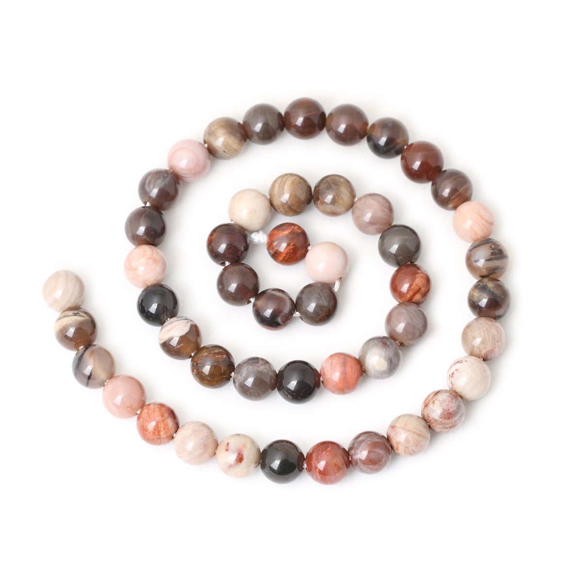 Petrified Wood Jade, Naturlig Ædelsten, Rund Sten 6mm 8mm 10mm 12mm 15''