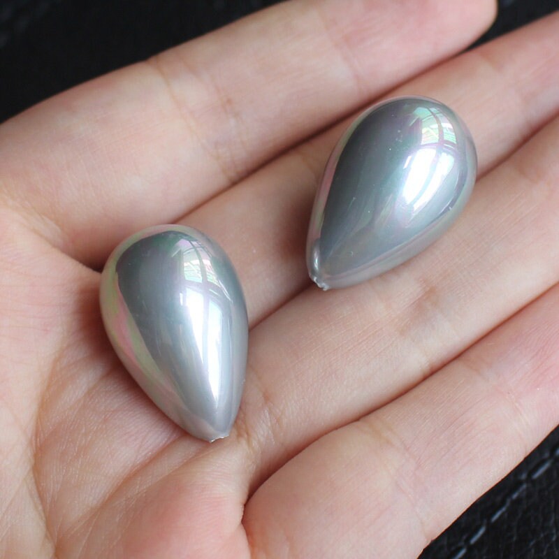 Shell Pearl Teardrop Beads Half Drilled  16x25mm 2pcs