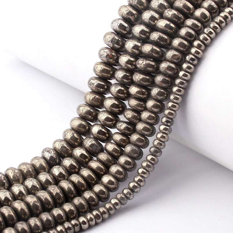 Pyrite Rondelle Beads Natural Gemstone Beads 2x4mm 3x6mm 5x8mm