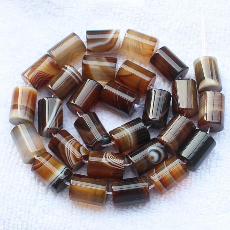 Perles tubulaires en agate marron 4x13mm 6x16mm 10x14mm 15x17mm