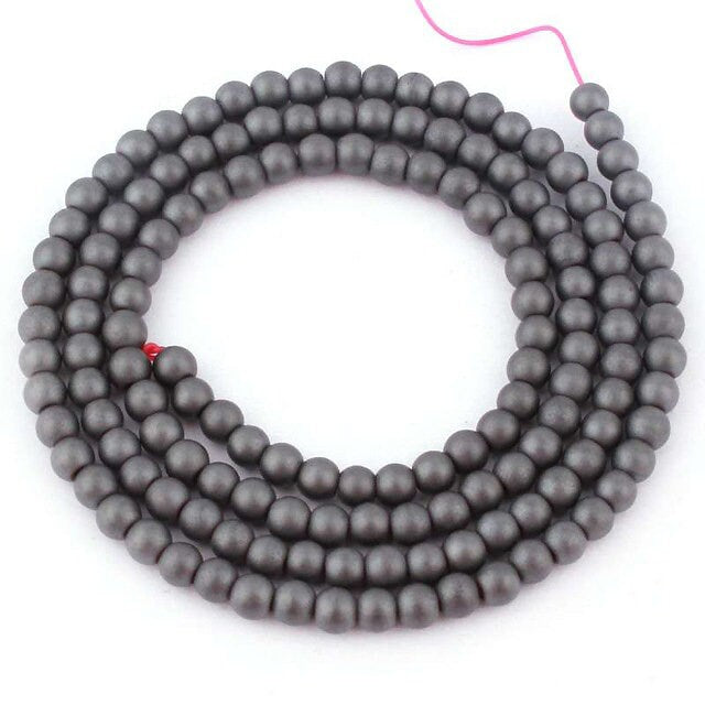 Hæmatit mat, naturlig ædelsten, rund frostet sten 2mm 3mm 4mm 6mm 8mm 10mm 15''