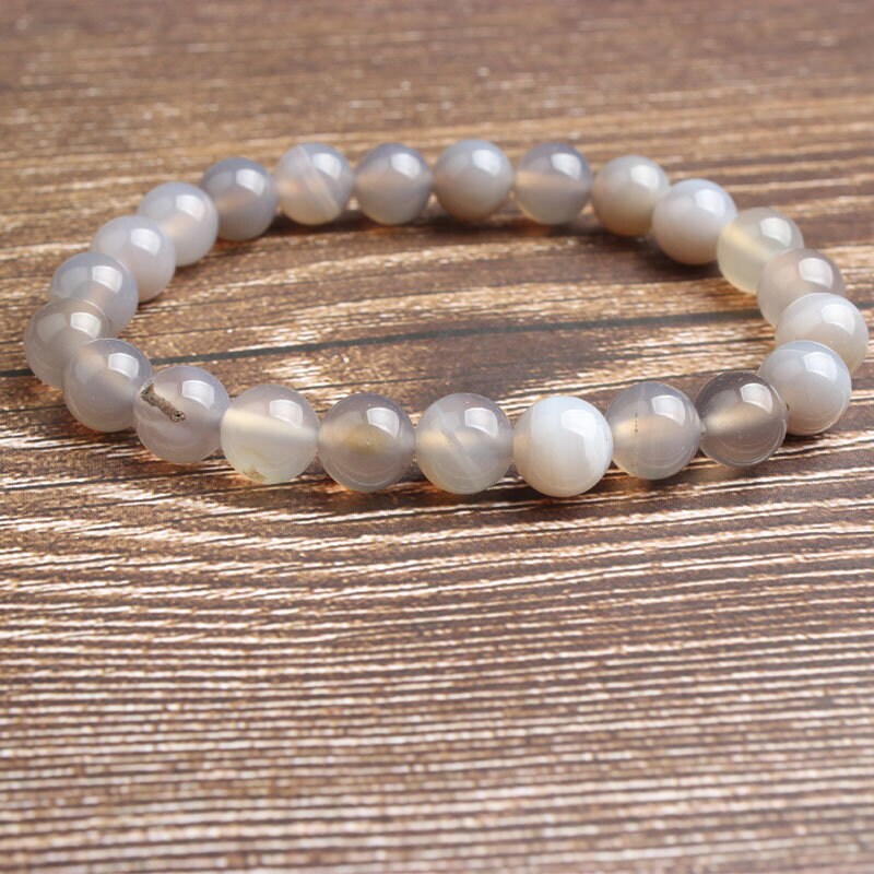 Gray Striped Agate Bracelet 8''